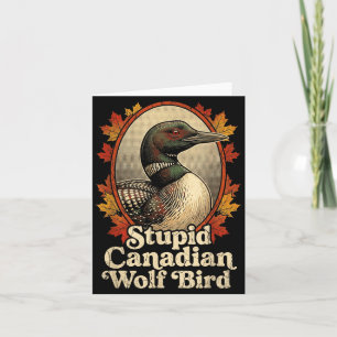 Dommige Canadese wolf vogel grappige retro duiker Kaart