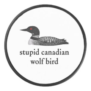 Dommige Canadese Wolf Vogel Hockey Roman voor Hock Puck