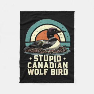 Dommige Canadese wolf vogel vintage verwarmde hook Fleece Deken