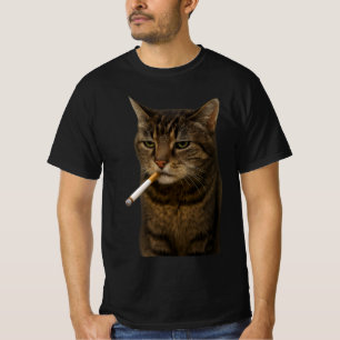 Dommige Cool Grappige Kat Meme Rokkende Kat sigare T-shirt