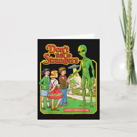 Don't Praat Met Vreemdelingen Alien UFO Retro Kaart (Voorkant)
