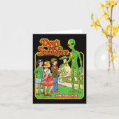 Don't Praat Met Vreemdelingen Alien UFO Retro Kaart (Gele Bloem)