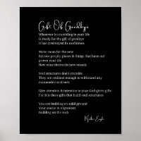 Don d'adieu laisser aller poème poster noir blanc