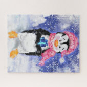 Don de puzzle de Noël avec Happy Penguin (Horizontal)