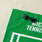 Don de serviette de plage de tennis avec nom perso (En situation)
