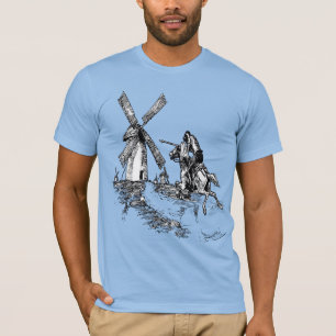 Don Quichot die vecht met windmolens T-shirt