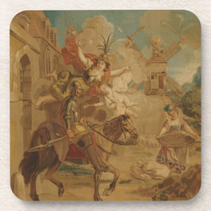 Don Quichot geleid door Dwaasheid, 18e-eeuwse wand Bier Onderzetter
