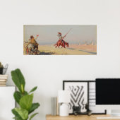 Don Quichot gevecht van de windmolens Poster (Thuiskantoor)