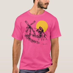 Don Quichot vs windmolen in zonneschijn T-shirt