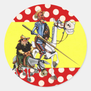 DON QUIJOTE & SANCHO & Flamenco-Spaanse vlag Ronde Sticker