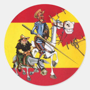 DON QUIJOTE&SANCHO - Windmolen Spaans-vlag Ronde Sticker