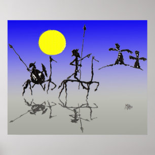 Don quijote y Sanchopanza (digitale kleur) Poster