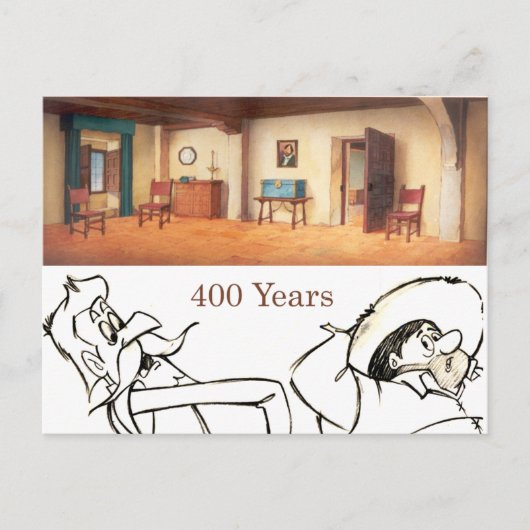 DON QUIXOTE - de animatieachtergrond van de Cartoo Briefkaart (Voorkant)