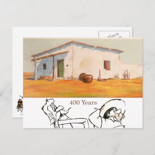 DON QUIXOTE - de animatieachtergrond van de Cartoo Briefkaart (Voorkant / Achterkant)