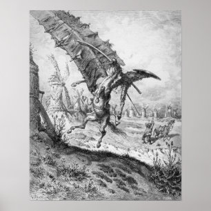 Don Quixote en de windmolens Poster