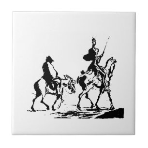 Don Quixote en Sancho Panza art Tegeltje