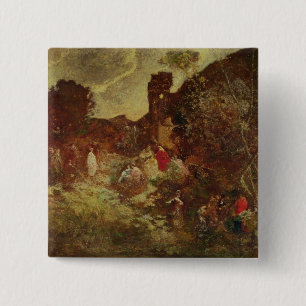 Don Quixote en Sancho Panza, c.1865 Vierkante Button 5,1 Cm