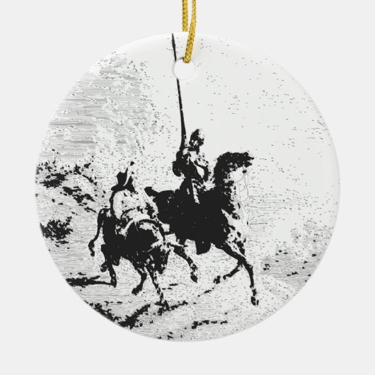 Don Quixote en Sancho Panza Keramisch Ornament (Voorkant)