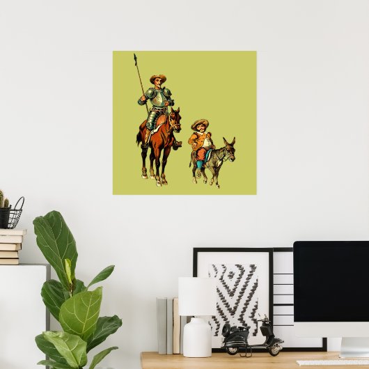 Don Quixote en Sancho Panza Poster (Thuiskantoor)