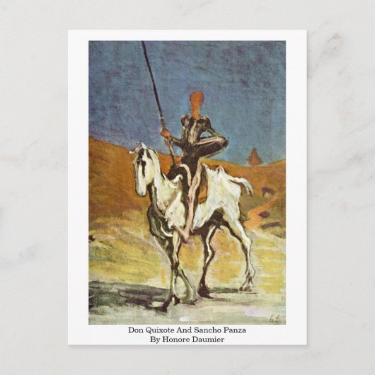 Don Quixote en Sancho Panza van Honore Daumier Briefkaart (Voorkant)