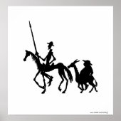 Don Quixote en Sancho Panza zwart-wit Poster (Voorkant)