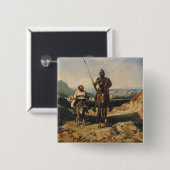 Don Quixote en Sancho Vierkante Button 5,1 Cm (Voorkant /achterkant)