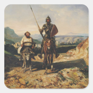 Don Quixote en Sancho Vierkante Sticker