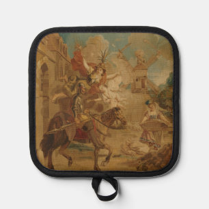 Don Quixote geleid door Dwaasheid, 18e-eeuwse wand Pannenlap