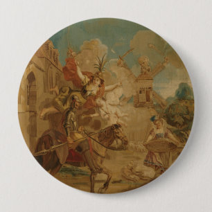 Don Quixote geleid door Dwaasheid, 18e-eeuwse wand Ronde Button 4,0 Cm