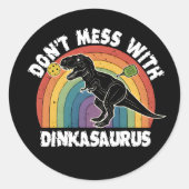 Don’t Mess With Dinkasaurus Pickleball Ronde Sticker (Voorkant)