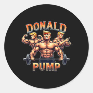 Donald Pump Grappige Spier Gym Meme Ronde Sticker