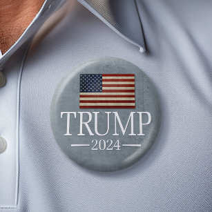 Donald Trump 2024 -  Amerikaanse vlag Ronde Button 5,7 Cm