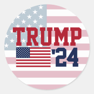 Donald Trump 2024 Amerikaanse vlag Ronde Sticker