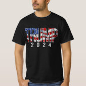 Donald Trump 2024  Amerikaanse Vlaggenletters T-shirt (Voorkant)