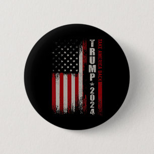 Donald Trump 2024 Take America Back American Flag Ronde Button 5,7 Cm
