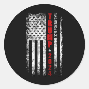Donald Trump 2024 Take America Back American Flag Ronde Sticker