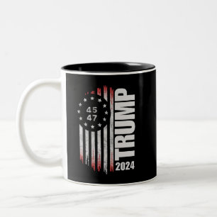 Donald Trump 2024 Verkiezing Stem 45 47 Amerikaans Tweekleurige Koffiemok