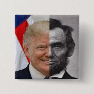 Donald Trump Abraham Lincoln Vierkante Button 5,1 Cm