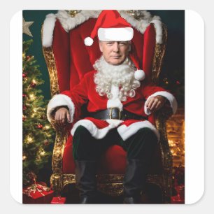 DONALD TRUMP ALS KERSTMAN Funny Vierkante Sticker
