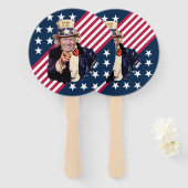 Donald Trump als oom Sam ~ Stars & Stripes ~ 2020 Handwaaier (Voorkant en achterkant)