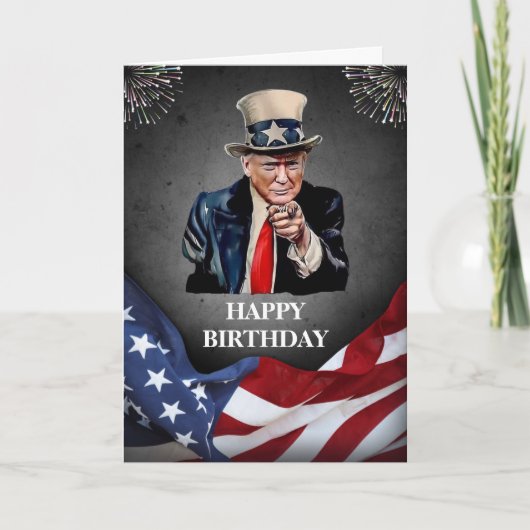 DONALD TRUMP AMERICAN FLAG BIRTHDAY KAART (Voorkant)