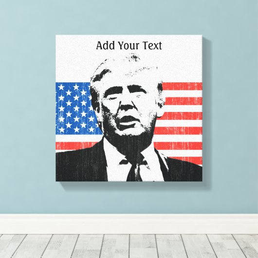 Donald Trump American Flag Custom Text Canvas Afdruk (Insitu (Houten vloer))