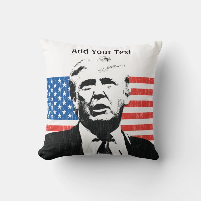 Donald Trump American Flag Custom Text Kussen (Voorkant)