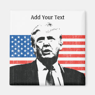 Donald Trump American Flag Custom Text Magneet