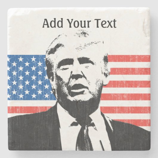 Donald Trump American Flag Custom Text Stenen Onderzetter (Voorkant)