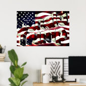Donald Trump American Flag Poster (Thuiskantoor)