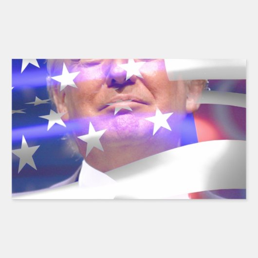 donald trump american flag rechthoekige sticker (Voorkant)