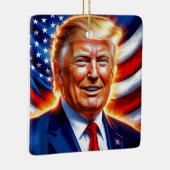 Donald Trump Amerikaanse vlag kerstversiering Keramisch Ornament (Rechts)