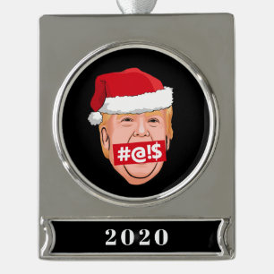 DONALD TRUMP Angry Kerstmis Verzilverd Banner Ornament