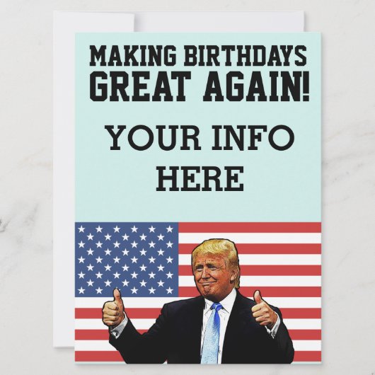 DONALD TRUMP ANNIVERSAIRE DU PARTI INVITATIONS SUR (Devant)